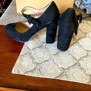 High heeled black Mary Janes